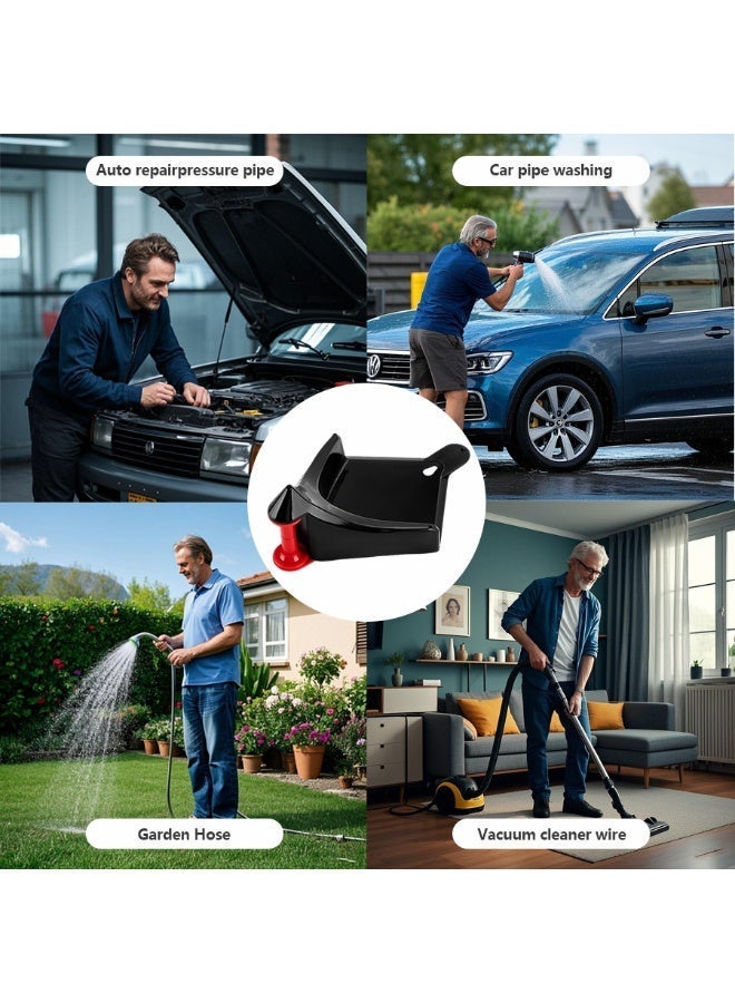 نظام توجيه خرطوم السيارة يمنع خراطيم الغسالات عالية الضغط من الانحشار تحت الإطارات، مثالي لغسيل السيارات والصيانة (أحمر، قطعتان). - Image 5